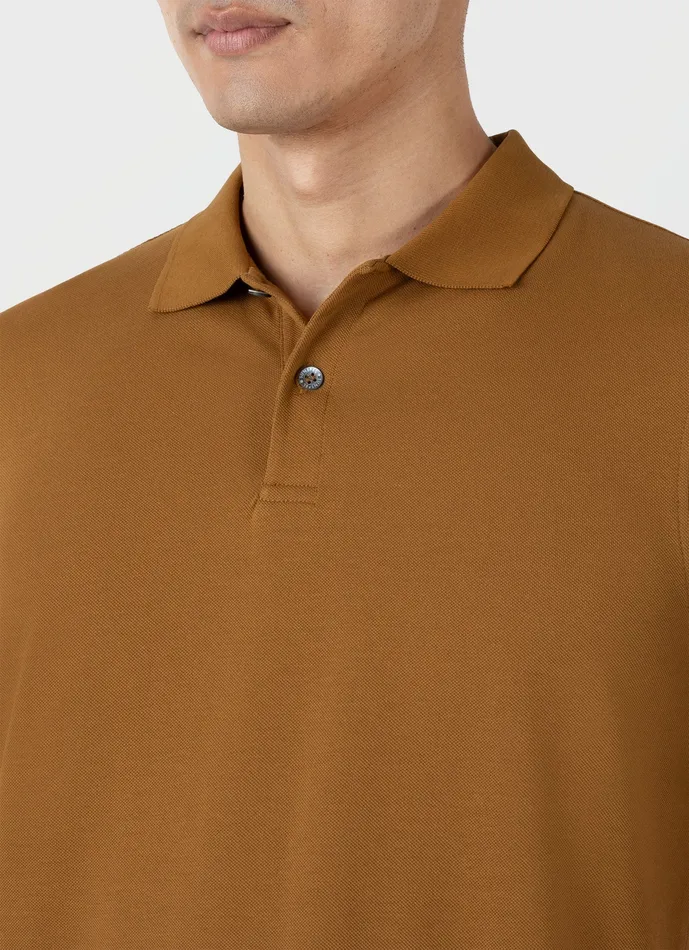 Piqu Polo Shirt Golden Brown Polo Shirts ussunspel Men Piqu Polo Shirt Golden Brown Polo Shirts ussunspel Men