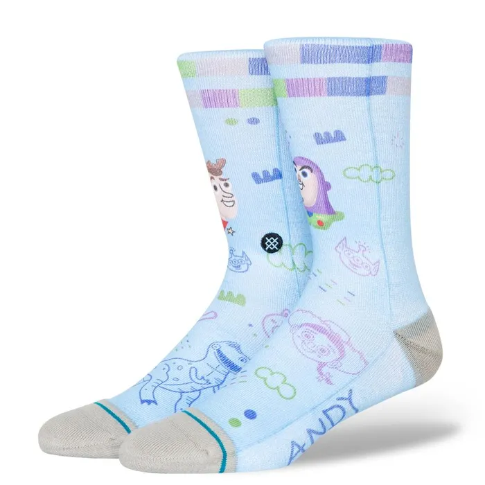Pixar X Stance By Ryan Bubnis Poly Crew Socks Toy Story 8211 Blue MenWomen Stance Crew Pixar X Stance By Ryan Bubnis Poly Crew Socks Toy Story 8211 Blue MenWomen Stance Crew