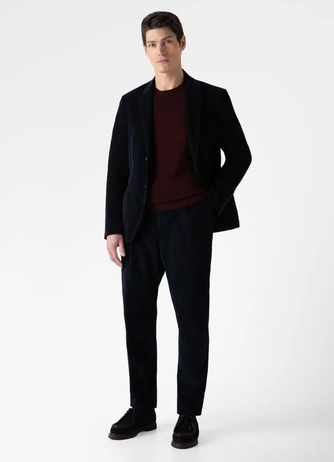 Pleated Corduroy Trouser Navy Men SUNSPEL Pants