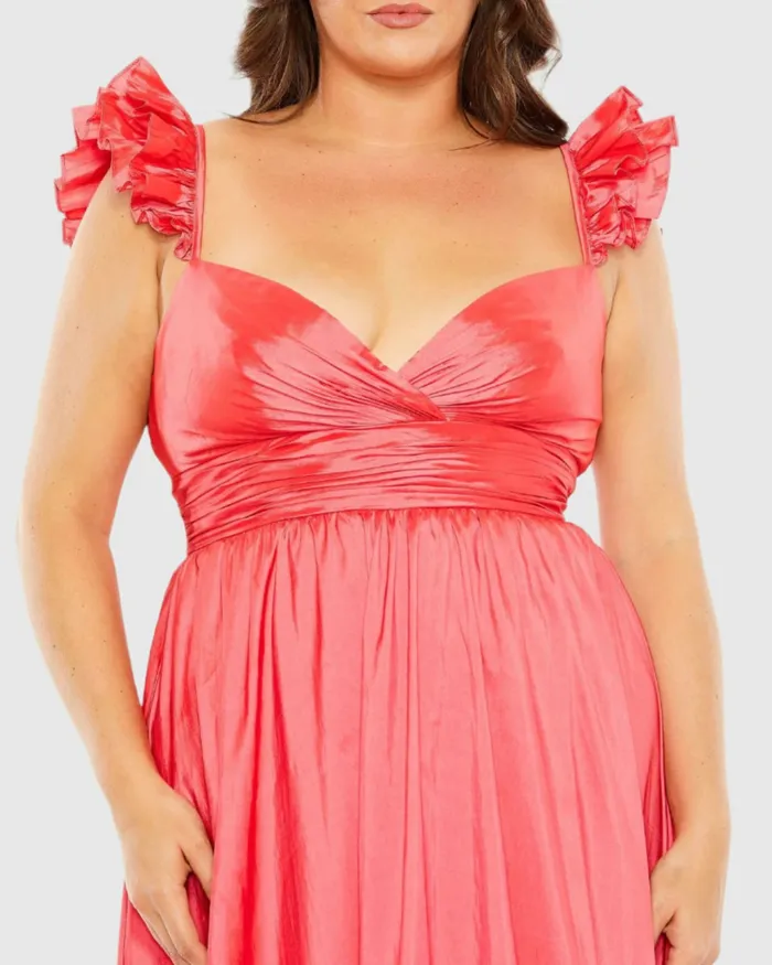 Plus Size Dresses Women Mac Duggal Ruffle Strap High Low Gown Plus Watermelon Plus Size Dresses Women Mac Duggal Ruffle Strap High Low Gown Plus Watermelon