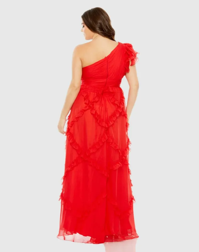 Plus Size Dresses Women Mac Duggal Ruffled One Shoulder Ruched Plus Size Dress Red Plus Size Dresses Women Mac Duggal Ruffled One Shoulder Ruched Plus Size Dress Red