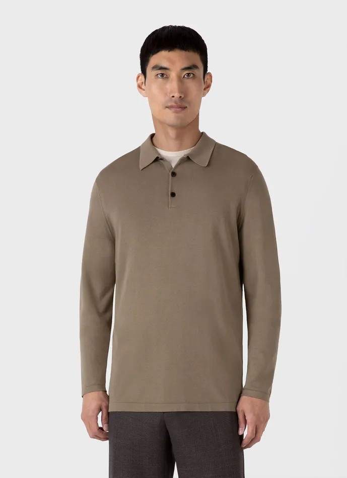 Polo Shirts Men Long Sleeve Sea Island Cotton Polo Shirt Dark Stone ussunspel Polo Shirts Men Long Sleeve Sea Island Cotton Polo Shirt Dark Stone ussunspel