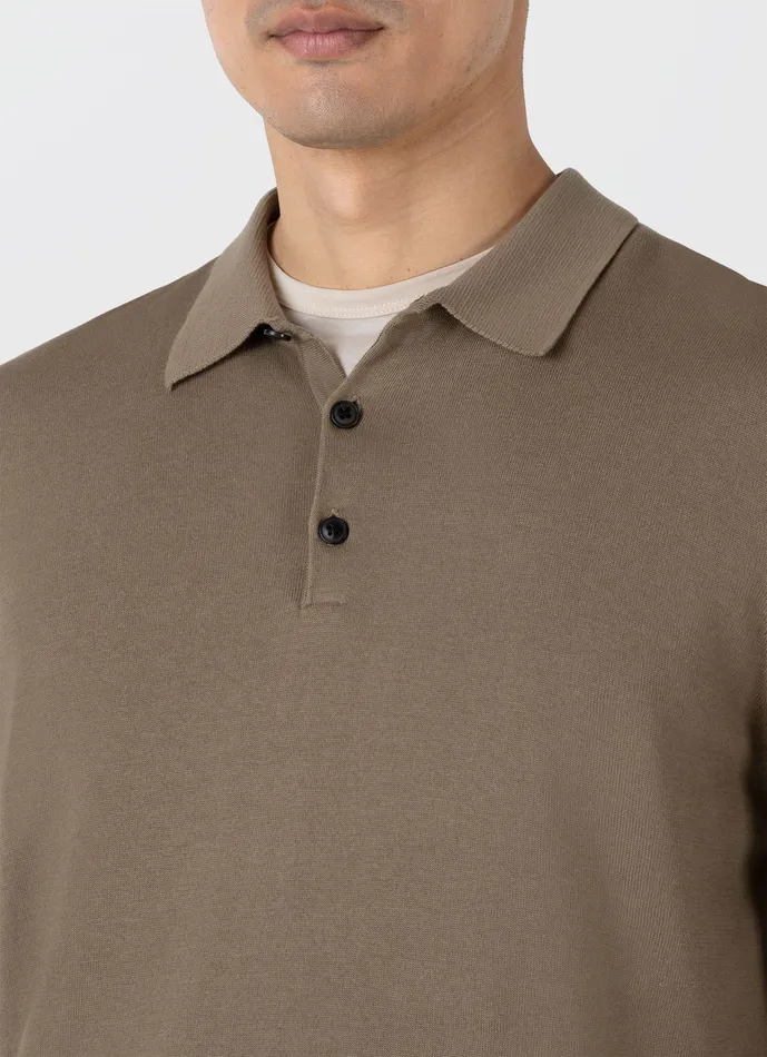 Polo Shirts Men Long Sleeve Sea Island Cotton Polo Shirt Dark Stone ussunspel Polo Shirts Men Long Sleeve Sea Island Cotton Polo Shirt Dark Stone ussunspel