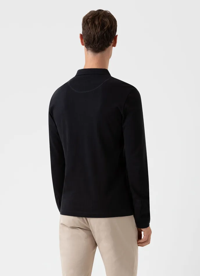 Polo Shirts ussunspel Men Long Sleeve Riviera Polo Shirt Black Polo Shirts ussunspel Men Long Sleeve Riviera Polo Shirt Black