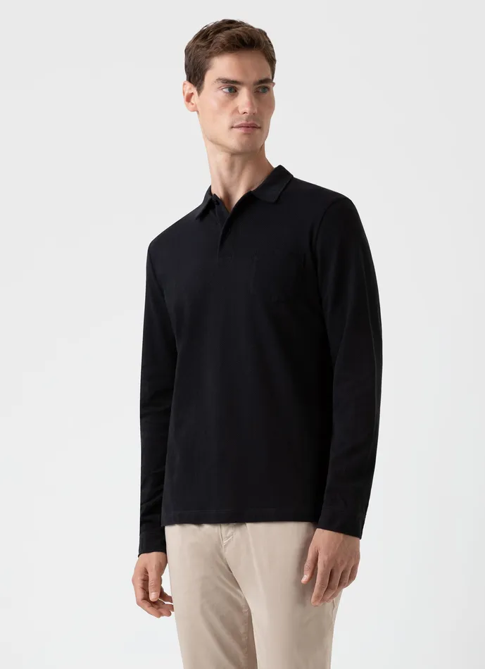 Polo Shirts ussunspel Men Long Sleeve Riviera Polo Shirt Black Polo Shirts ussunspel Men Long Sleeve Riviera Polo Shirt Black