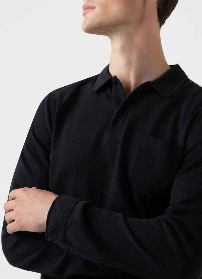 Polo Shirts ussunspel Men Long Sleeve Riviera Polo Shirt Black Polo Shirts ussunspel Men Long Sleeve Riviera Polo Shirt Black