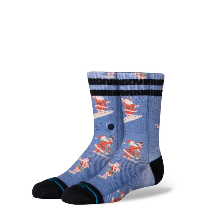 Poly Blend Crew Socks Surfing Santa 8211 Blue Kids Stance Kids