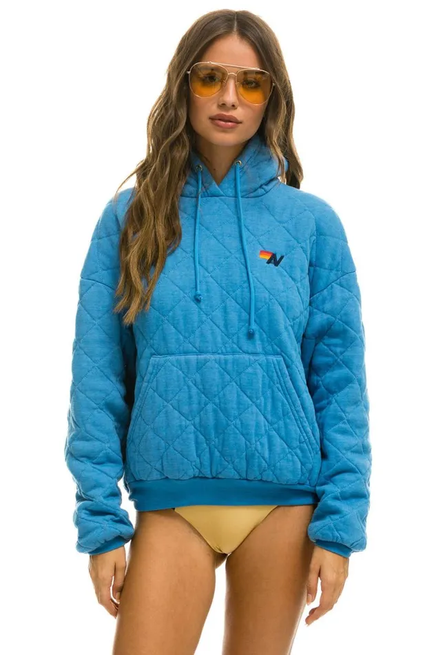 Quilted Relaxed Pullover Hoodie 8211 Ocean WomenMen Aviator Nation Hoodies