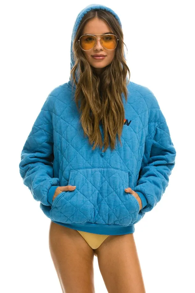 Quilted Relaxed Pullover Hoodie 8211 Ocean WomenMen Aviator Nation Hoodies