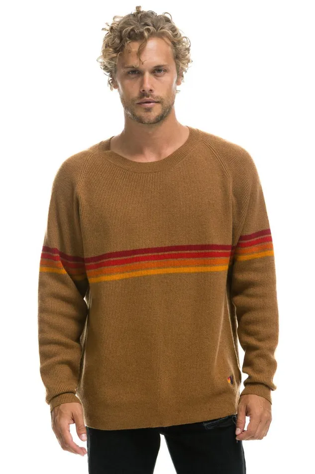 Rainbow Stripe 4 Unisex Cashmere Sweater 8211 Butterscotch Men Aviator Nation Sweatshirts