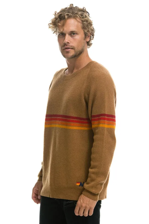 Rainbow Stripe 4 Unisex Cashmere Sweater 8211 Butterscotch Men Aviator Nation Sweatshirts