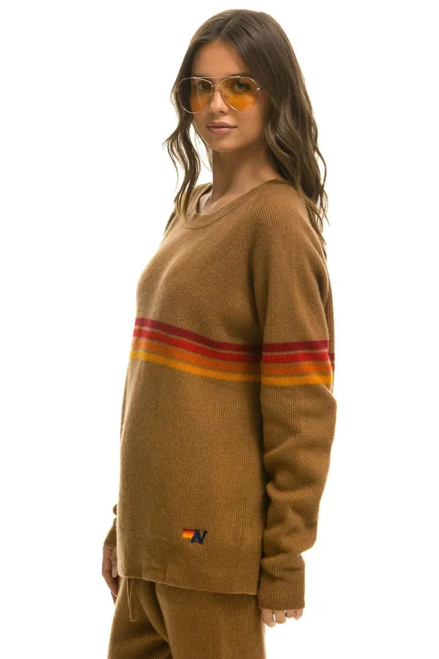 Rainbow Stripe 4 Unisex Cashmere Sweater 8211 Butterscotch Men Aviator Nation Sweatshirts