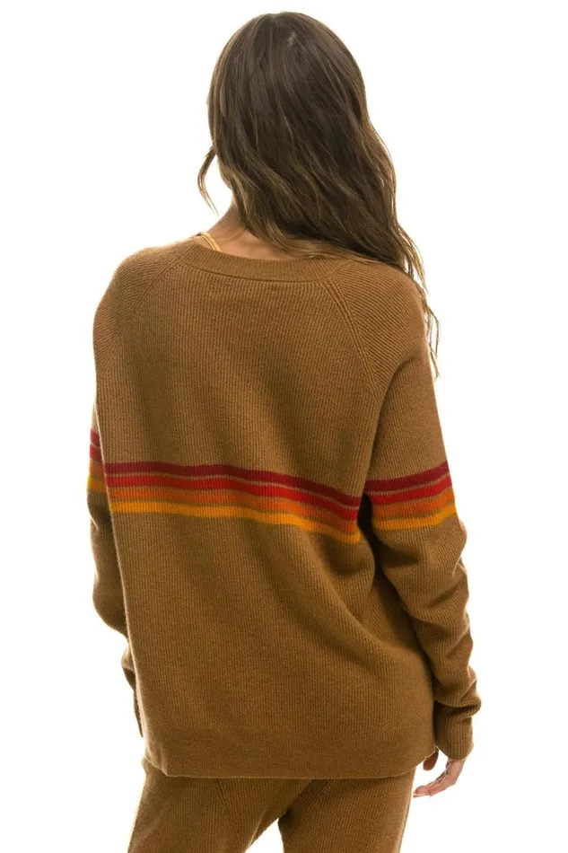 Rainbow Stripe 4 Unisex Cashmere Sweater 8211 Butterscotch Men Aviator Nation Sweatshirts