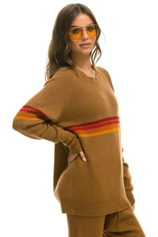 Rainbow Stripe 4 Unisex Cashmere Sweater 8211 Butterscotch Men Aviator Nation Sweatshirts