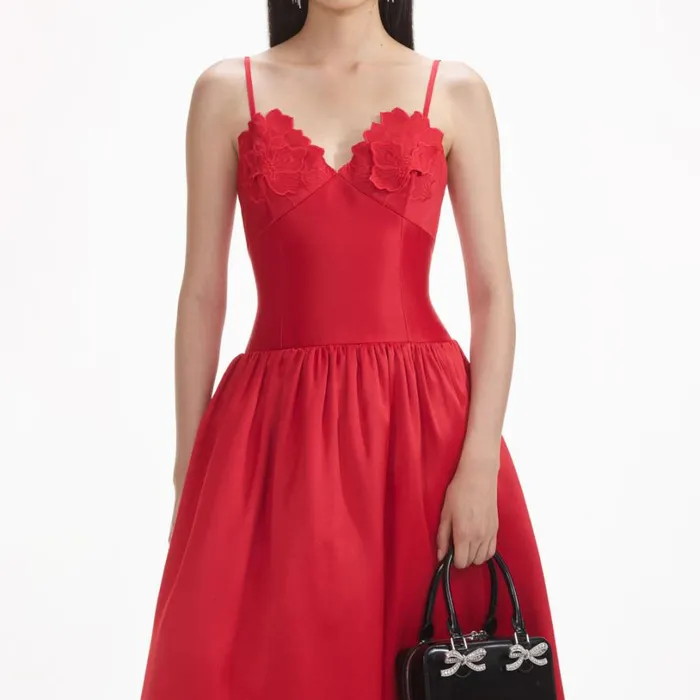 Red Taffeta Midi Dress Women Self Portrait Dresses Red Taffeta Midi Dress Women Self Portrait Dresses