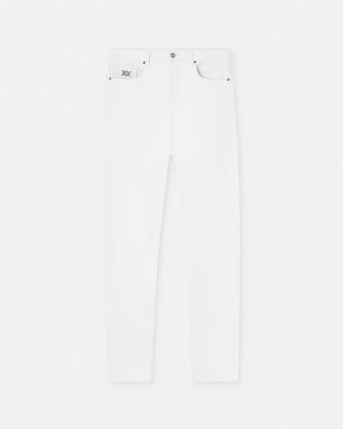 RegularFit Jeans White Men Versace Pants and Shorts