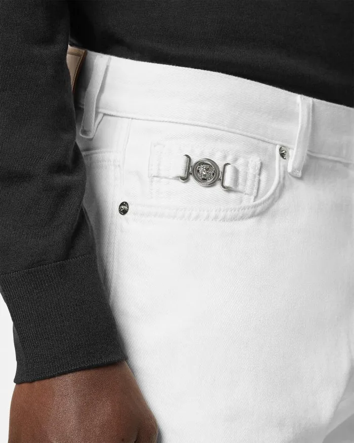 RegularFit Jeans White Men Versace Pants and Shorts