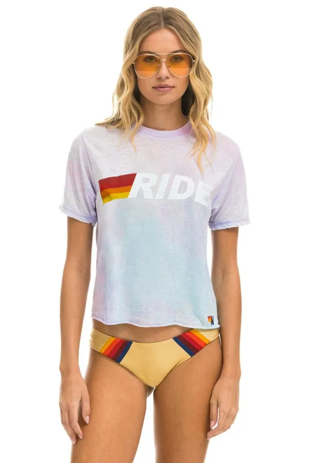 Ride Logo White Boyfriend Tee 8211 Tie Dye Bubblegum Women Aviator Nation Tees Ride Logo White Boyfriend Tee 8211 Tie Dye Bubblegum Women Aviator Nation Tees
