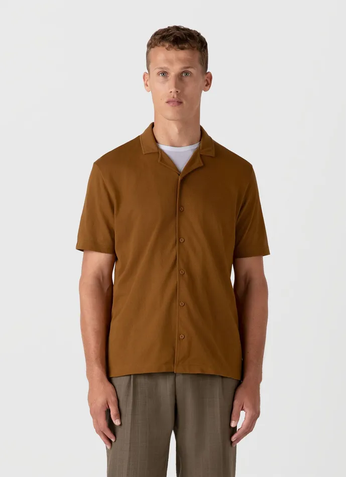 Riviera Camp Collar Shirt Golden Brown Shirts ussunspel Men Riviera Camp Collar Shirt Golden Brown Shirts ussunspel Men