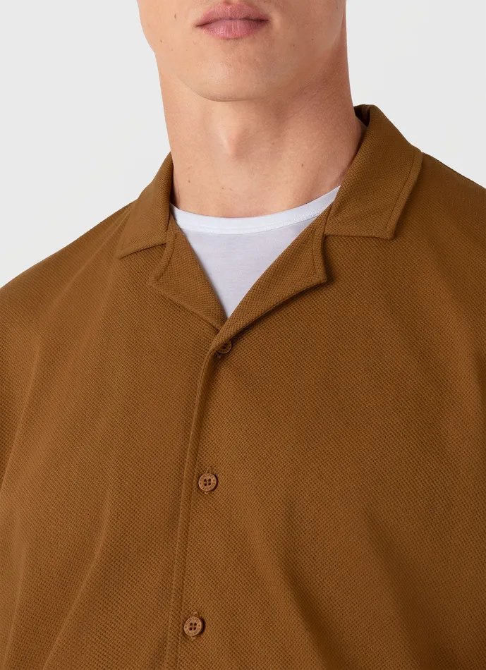Riviera Camp Collar Shirt Golden Brown Shirts ussunspel Men Riviera Camp Collar Shirt Golden Brown Shirts ussunspel Men