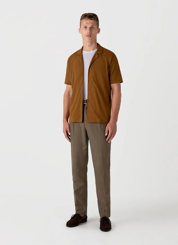 Riviera Camp Collar Shirt Golden Brown Shirts ussunspel Men Riviera Camp Collar Shirt Golden Brown Shirts ussunspel Men