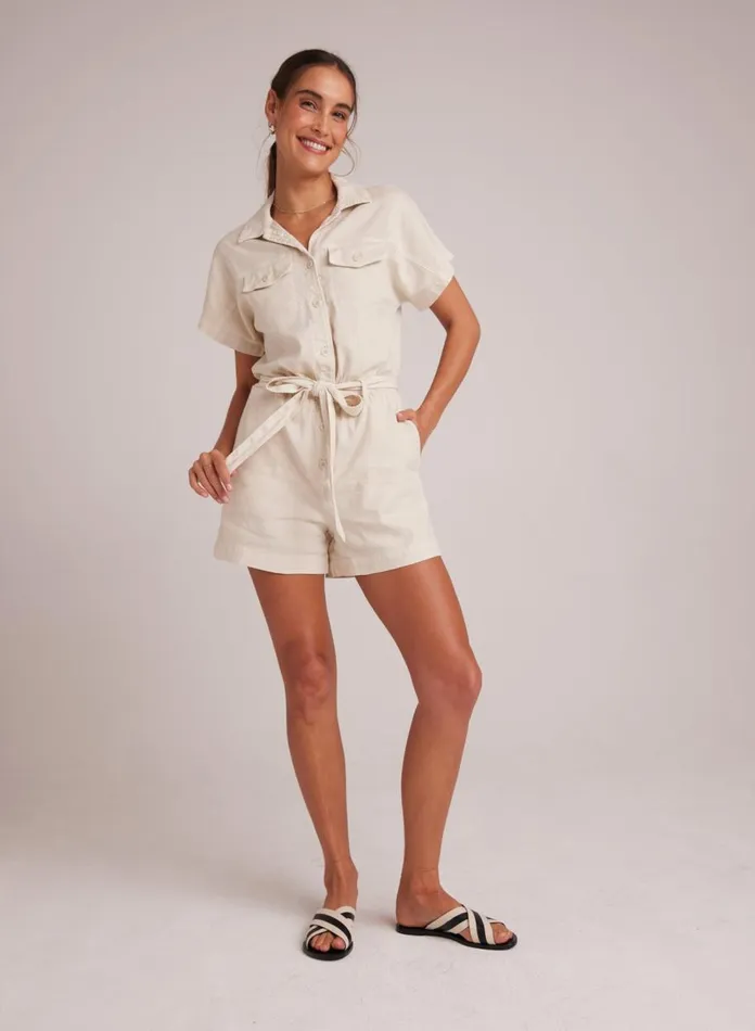 Rompers and Jumpsuits Women Bella Dahl Searose Rolled Romper With Belt 8211 Samba Sand Rompers and Jumpsuits Women Bella Dahl Searose Rolled Romper With Belt 8211 Samba Sand