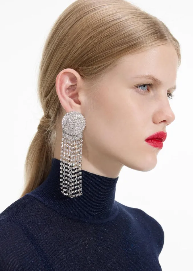 Round Crystal Droplet Earrings Women Self Portrait Jewellery Round Crystal Droplet Earrings Women Self Portrait Jewellery