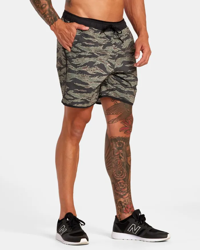 RVCA Athletic Shorts Yogger Hybrid Elastic Waist Athletic Shorts 17034 Tiger Camo 8211 Men RVCA Athletic Shorts Yogger Hybrid Elastic Waist Athletic Shorts 17034 Tiger Camo 8211 Men