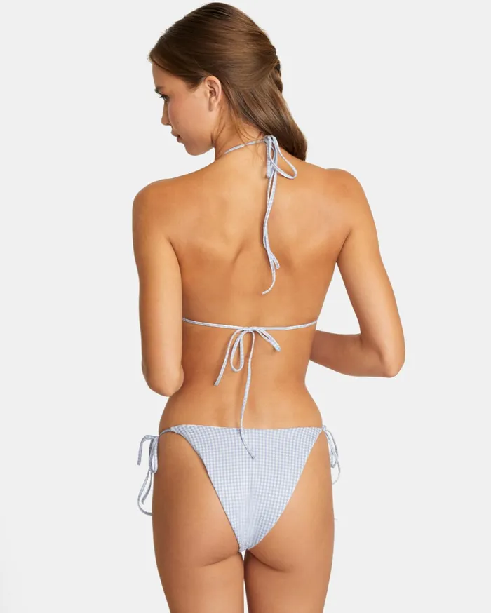 RVCA Bikini Tops Gingham Reversible Seam Triangle Bikini Top Ash Blue 8211 Women RVCA Bikini Tops Gingham Reversible Seam Triangle Bikini Top Ash Blue 8211 Women