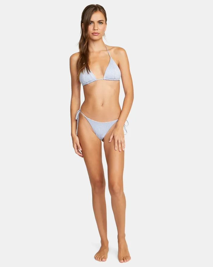 RVCA Bikini Tops Gingham Reversible Seam Triangle Bikini Top Ash Blue 8211 Women RVCA Bikini Tops Gingham Reversible Seam Triangle Bikini Top Ash Blue 8211 Women