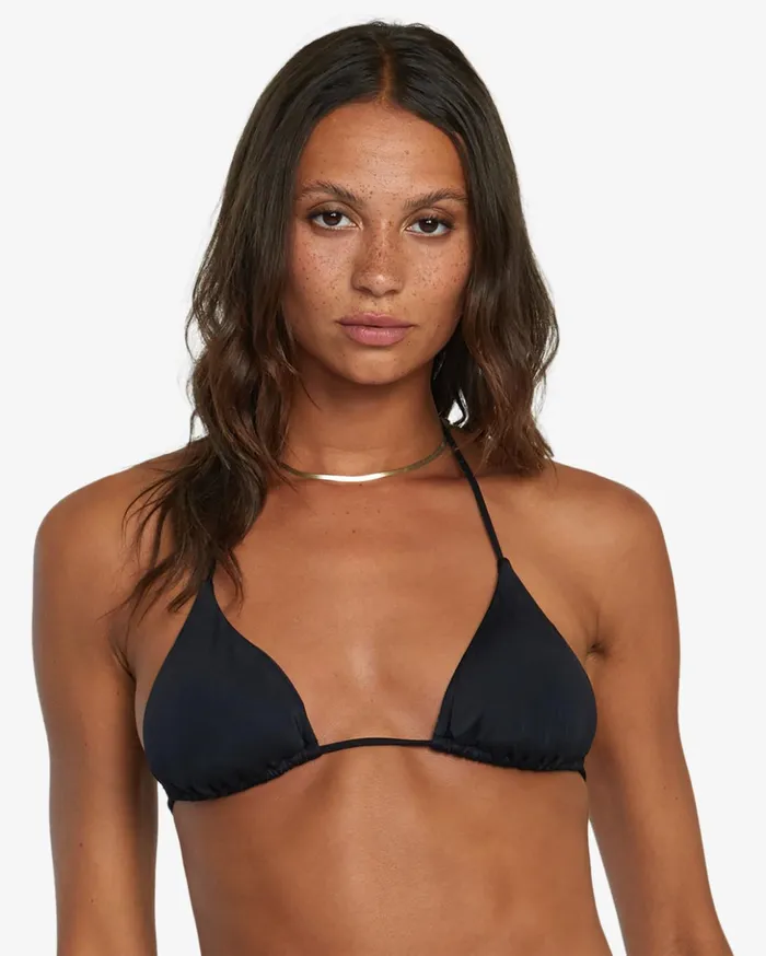 RVCA Bikini Tops Solid Halter Triangle Bikini Top Black 8211 Women