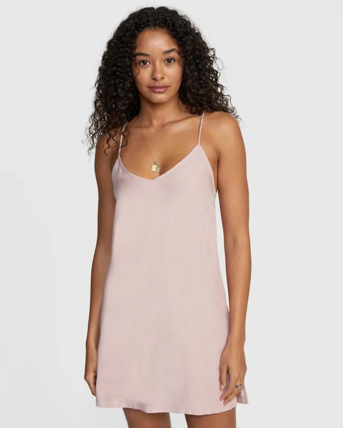 RVCA Dresses Rompers Odyssey Striped Tank Dress Pale Mauve 8211 Women