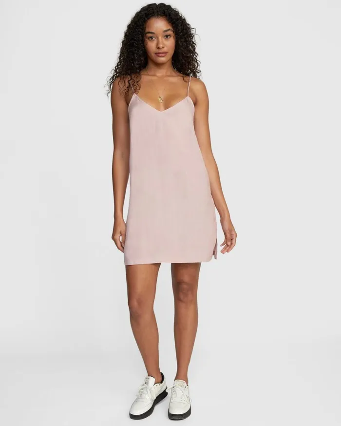 RVCA Dresses Rompers Odyssey Striped Tank Dress Pale Mauve 8211 Women