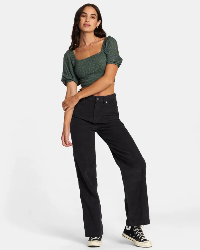 RVCA Pants Coco Corduroy Wide Leg Pants Rvca Black 8211 Women