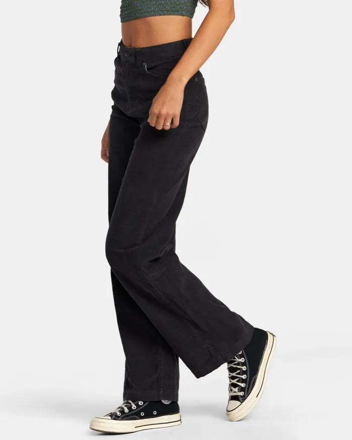 RVCA Pants Coco Corduroy Wide Leg Pants Rvca Black 8211 Women