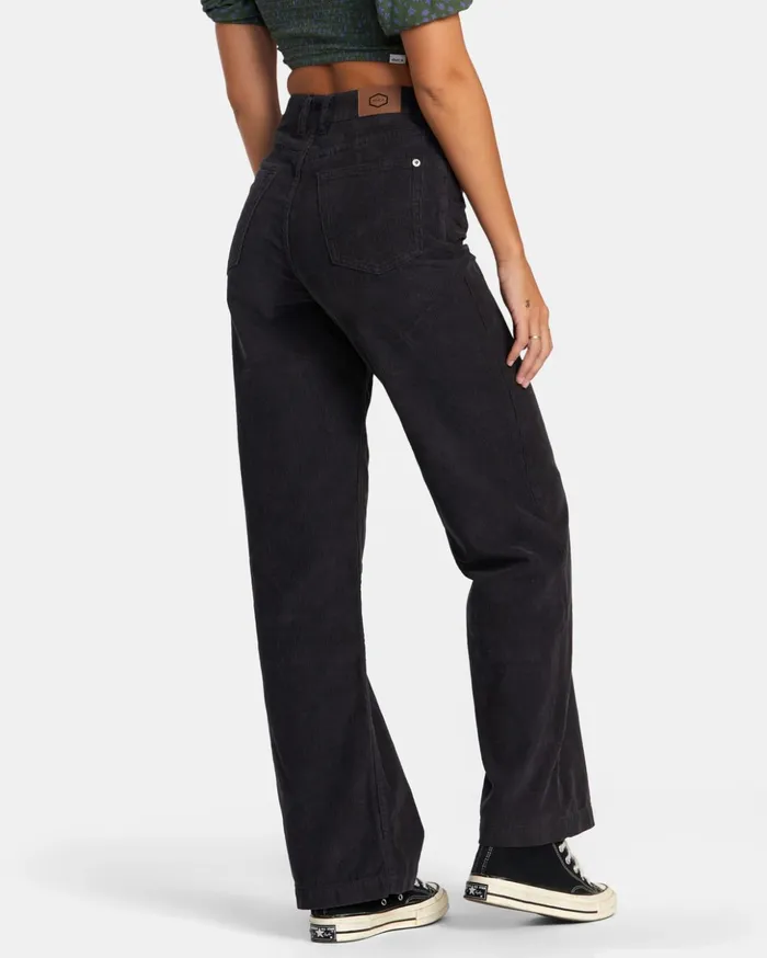RVCA Pants Coco Corduroy Wide Leg Pants Rvca Black 8211 Women