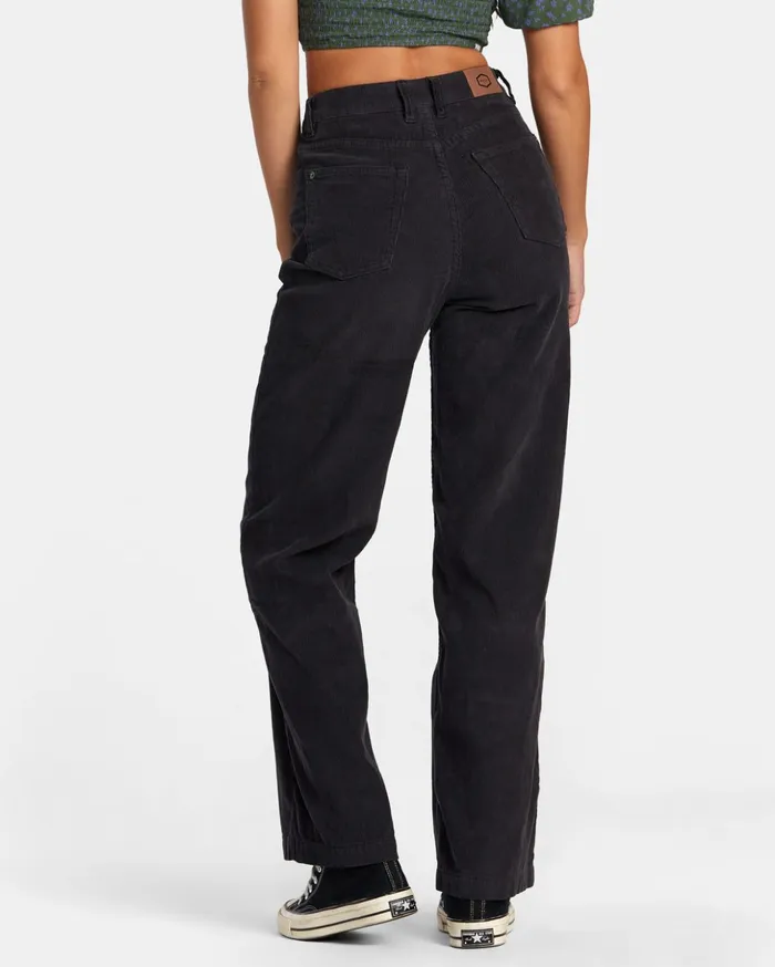 RVCA Pants Coco Corduroy Wide Leg Pants Rvca Black 8211 Women