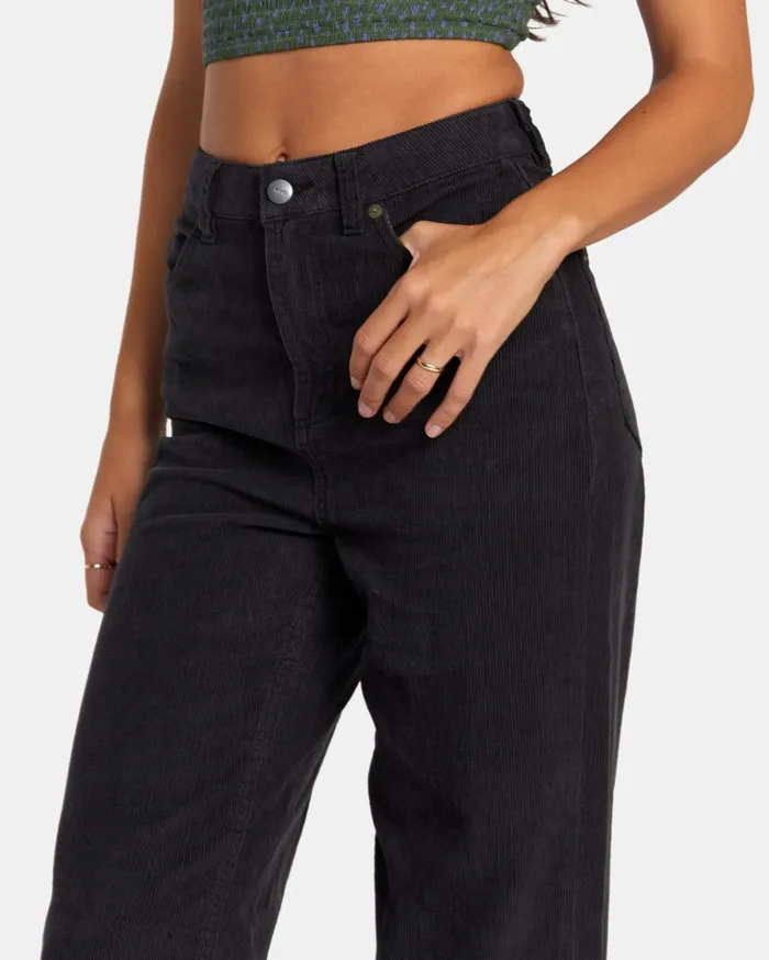 RVCA Pants Coco Corduroy Wide Leg Pants Rvca Black 8211 Women