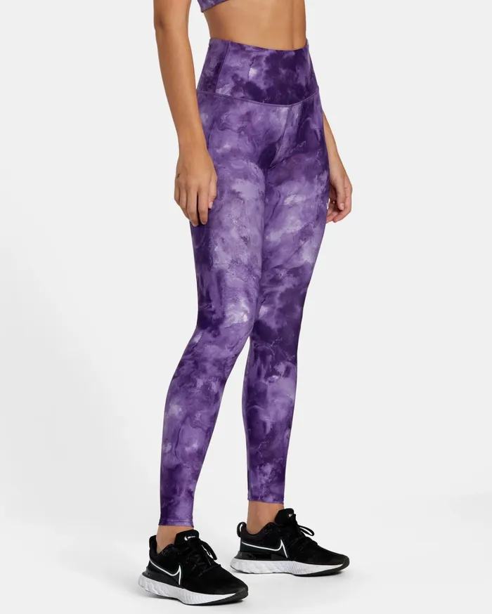 RVCA Pants VA Essential Workout Leggings Grape Tie Dye 8211 Women