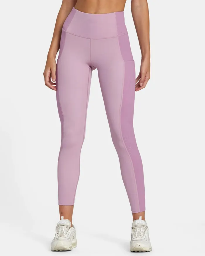 RVCA Pants VA Sport Rib Block Technical High Waist Leggings Lilac 8211 Women