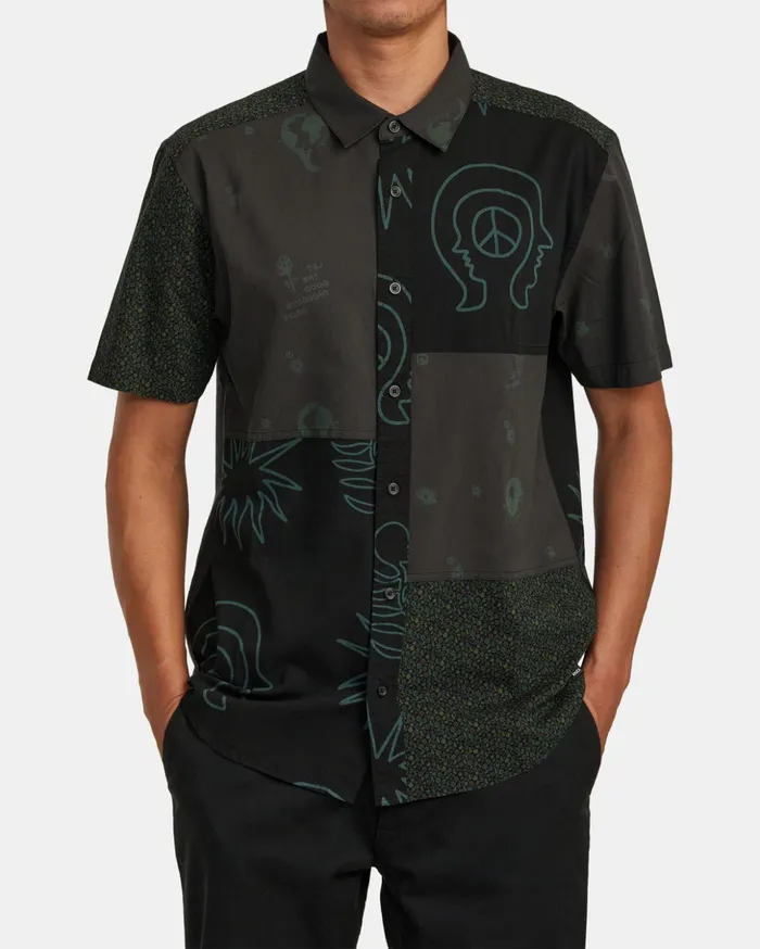 RVCA Shirts Flannels Compilation Short Sleeve Shirt Black 8211 Men