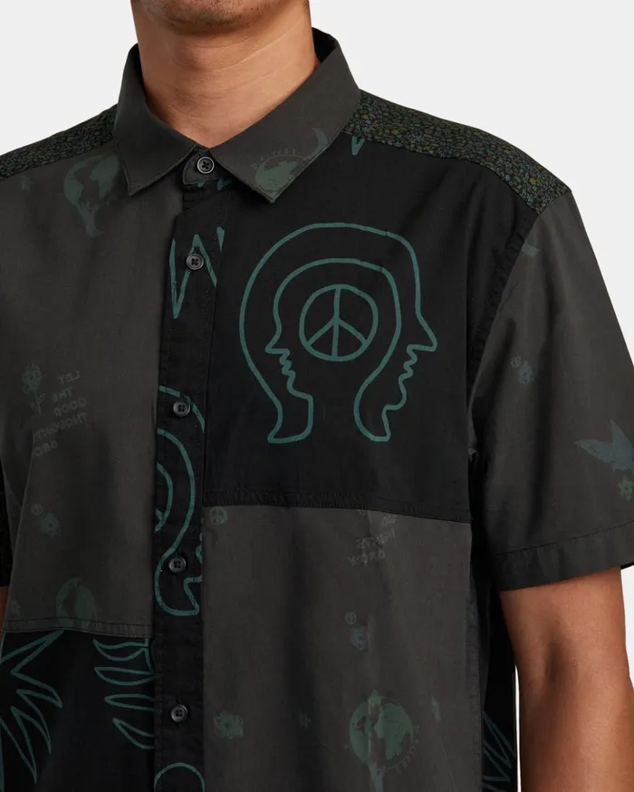RVCA Shirts Flannels Compilation Short Sleeve Shirt Black 8211 Men