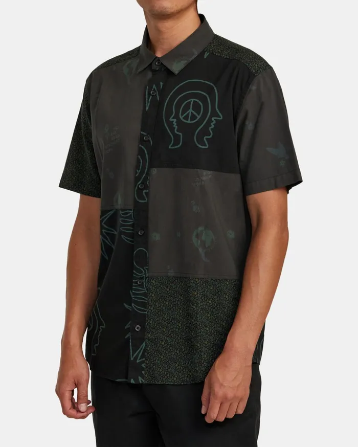 RVCA Shirts Flannels Compilation Short Sleeve Shirt Black 8211 Men