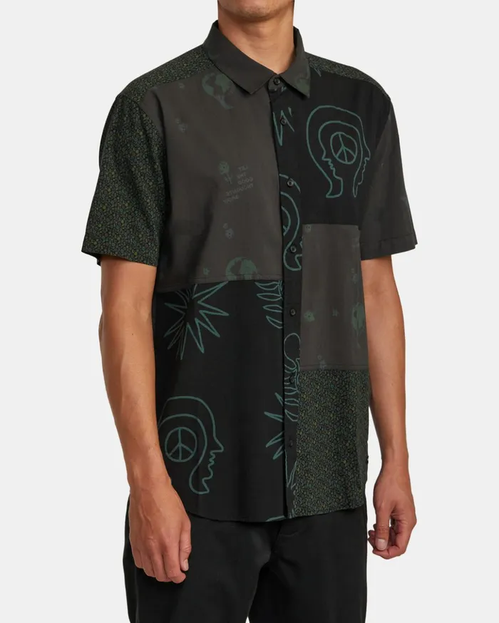 RVCA Shirts Flannels Compilation Short Sleeve Shirt Black 8211 Men