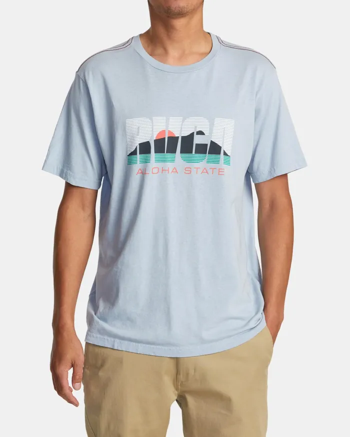 RVCA Short Sleeves Aloha State Tee Deja Blue 8211 Men