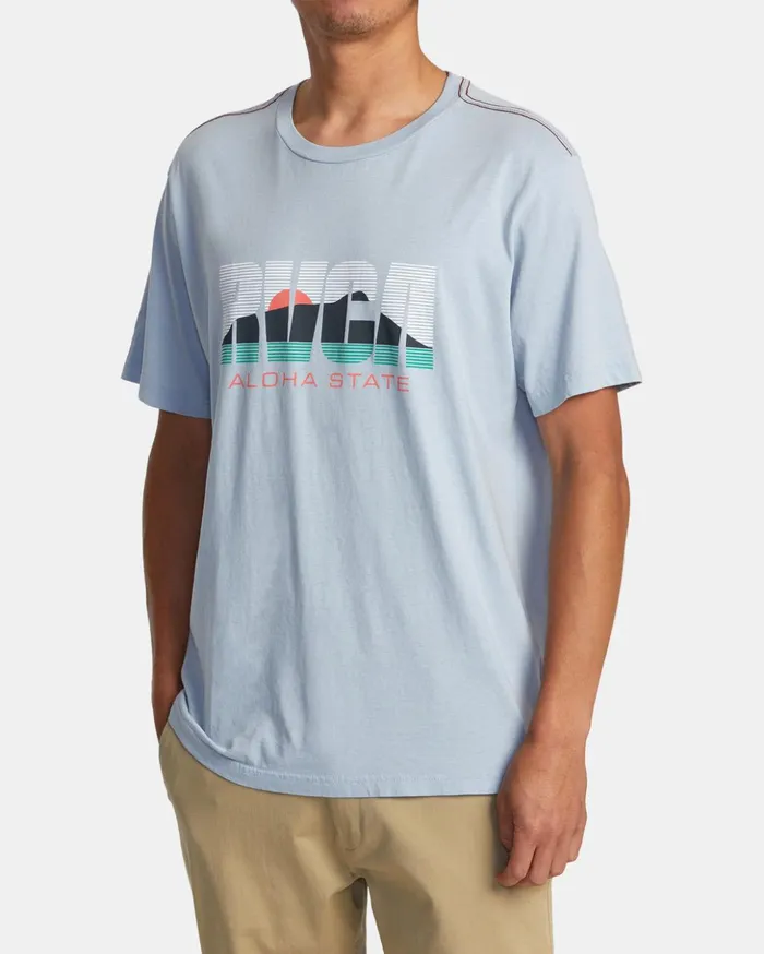 RVCA Short Sleeves Aloha State Tee Deja Blue 8211 Men