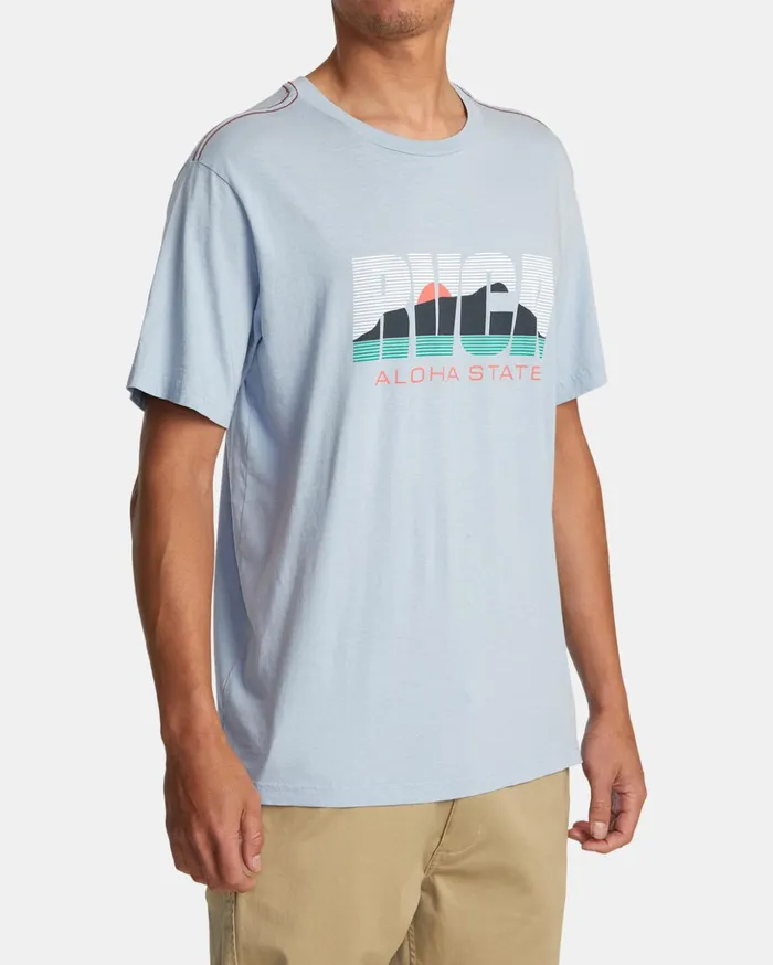 RVCA Short Sleeves Aloha State Tee Deja Blue 8211 Men