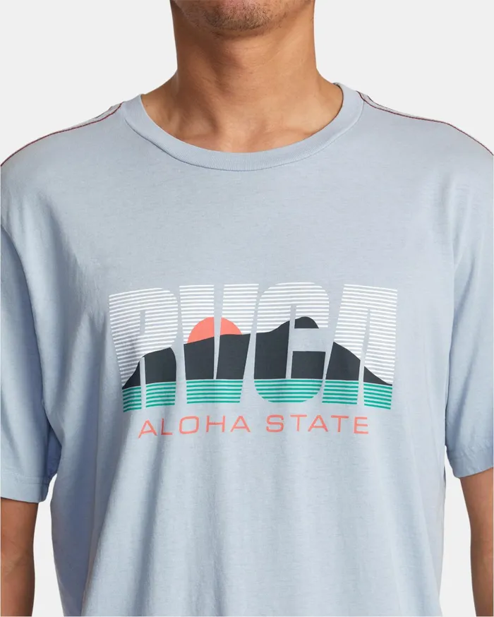 RVCA Short Sleeves Aloha State Tee Deja Blue 8211 Men