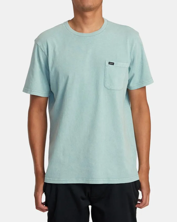 RVCA Short Sleeves Manic Shock Wash Sweatshirt Evergreen 8211 Men