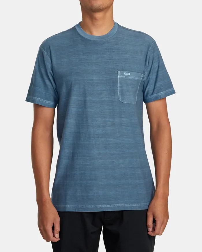 RVCA Short Sleeves PTC Stripe TShirt Industrial Blue 8211 Men